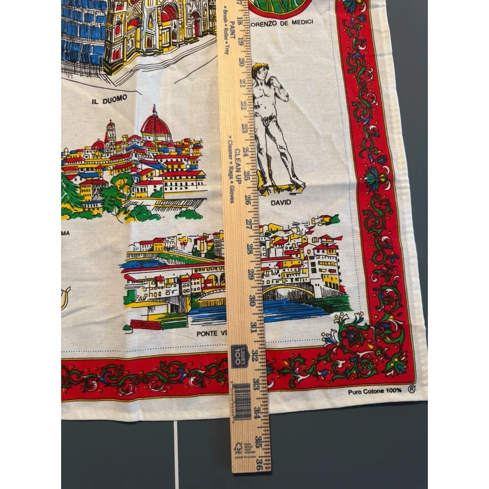 Vintage Firenze Florence Italy Souvenir Tea Towel 100% Cotton Made in Italy